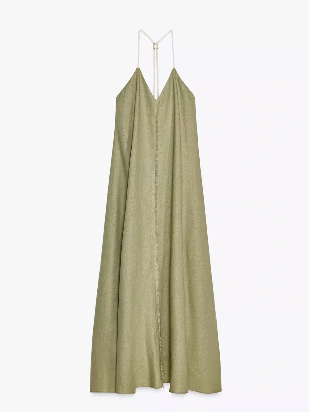 zara voluminous linen midi dress - Picture 4 of 9